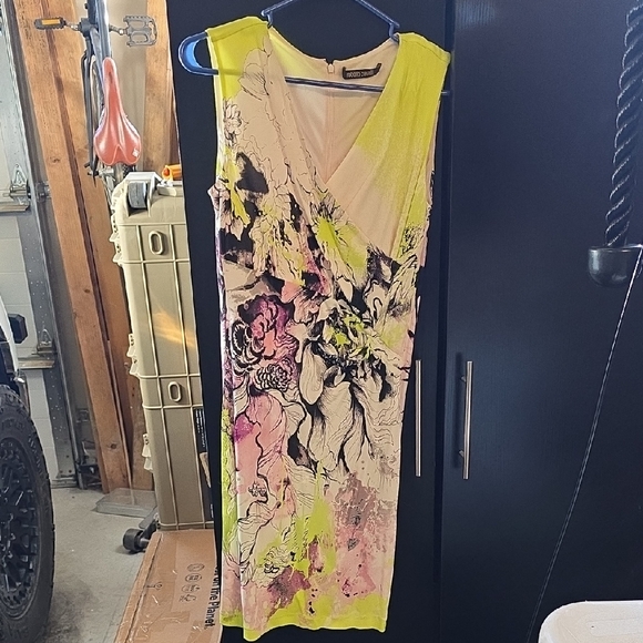 Roberto Cavalli Dresses & Skirts - Roberto Cavalli Yellow and Pink Floral Midi Dress